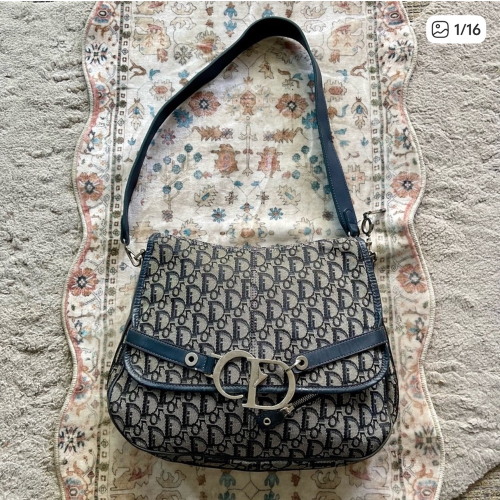 Dior Vintage Trotteur Flap Monogram Messenger Shoulder Bag